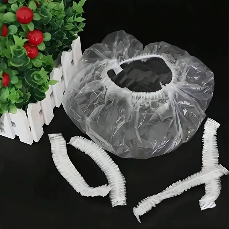 300/100/Pack Heavy-Duty Elastic High-Quality Disposable Shower Caps - Transparent Plastic Disposable Head Covers for Travel, Hair Salons, Hair Dyeing, and Haircuts, Suitable for Hair Care, Swimming, and Bathing - Indoor Shoe Covers, Clean and Hygienic, Durable and Hygienic Design, Secure Fit, Easy to Put on and Take Off, Protects Hair | Stable Non-Slip Headgear | Disposable Toiletries