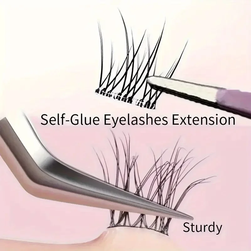 288 Clusters of Self-Adhesive False Eyelashes - C Curl, 12mm Fish Tail Design, Natural Cross Style, Glue Free False Eyelashes