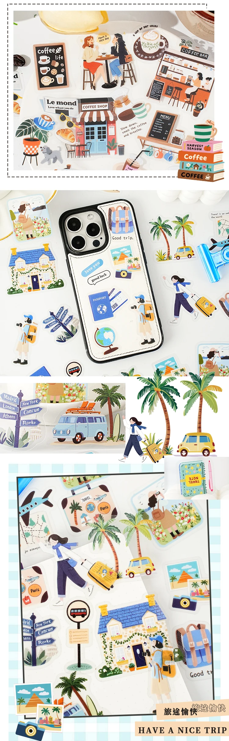 30Pcs/Pack Light Up Daily Life Series Decorative Stickers Material Perfect for Journaling Diy Scrapbooking Supplies