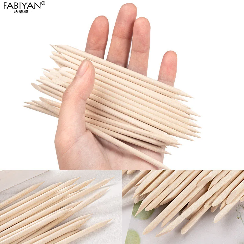Nail Orange Wood Sticks 100/500Pcs Double Head Cuticle Pusher Remover Pedicure Manicure Sticks Tool 11.5cm Rhinestone Picking