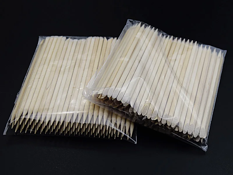 Nail Orange Wood Sticks 100/500Pcs Double Head Cuticle Pusher Remover Pedicure Manicure Sticks Tool 11.5cm Rhinestone Picking