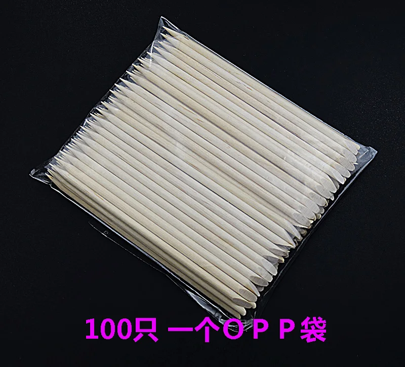Nail Orange Wood Sticks 100/500Pcs Double Head Cuticle Pusher Remover Pedicure Manicure Sticks Tool 11.5cm Rhinestone Picking