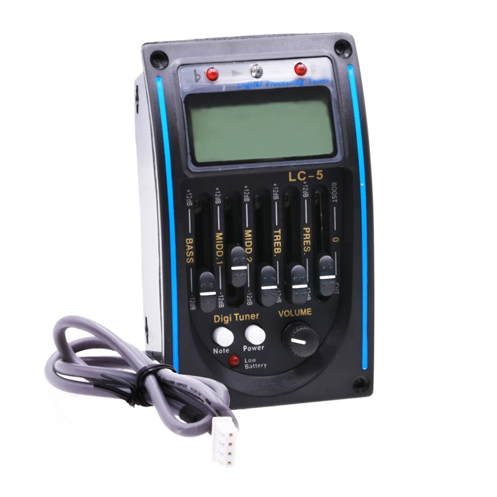 LC-5 5 Bands Acoustic Guitar Pickup EQ Preamp LCD Tuner Piezo Pickup Equalizer System