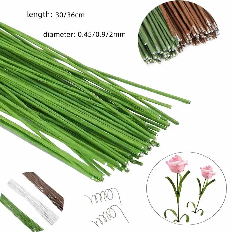 #26 #20 Paper Floral Wire 0.45mm/0.9mm Diameter 36cm 30mm Long Iron Wire Useds For DIY Nylon Stocking Flower Branche Making