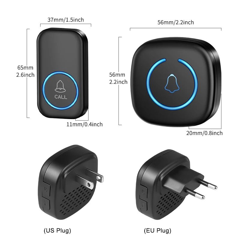 EZHEN Smart Wireless Doorbell Welcome Door Bell 60 song Ringtones Differentiated Doorbell Mute Home Office Call Bell US EU Plug