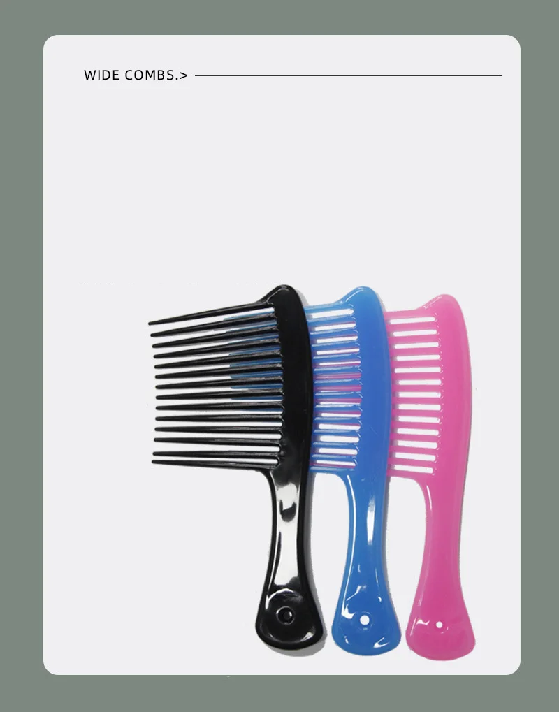 Wide Tooth Smooth Hairdressing Comb Big Size Wet Long Curly Hairbrush Salon Detangling Hair Styling Tools Coarse Wide Spikes