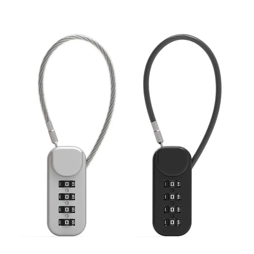 Portable Zinc Alloy 4 Digit Password Lock Wire Rope Anti-theft Backpack Zipper Lock Padlock Luggage Combination Lock Travel