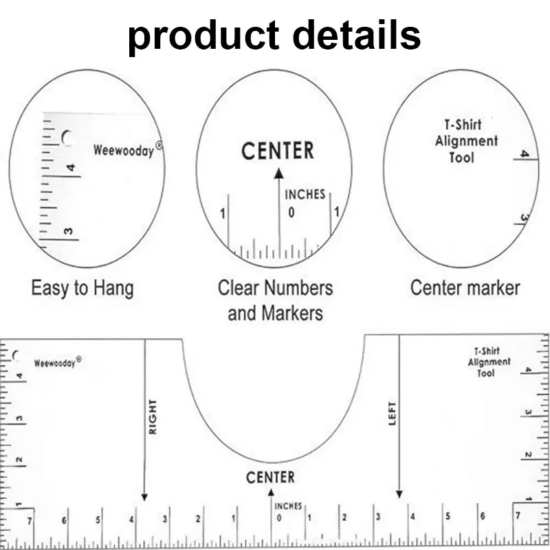 4/8Pcs/set Round T-Shirt Neck Measurement Tools PVC Alignment Rulers For Guiding Design Clothes Size Handmade Sewing Accessories