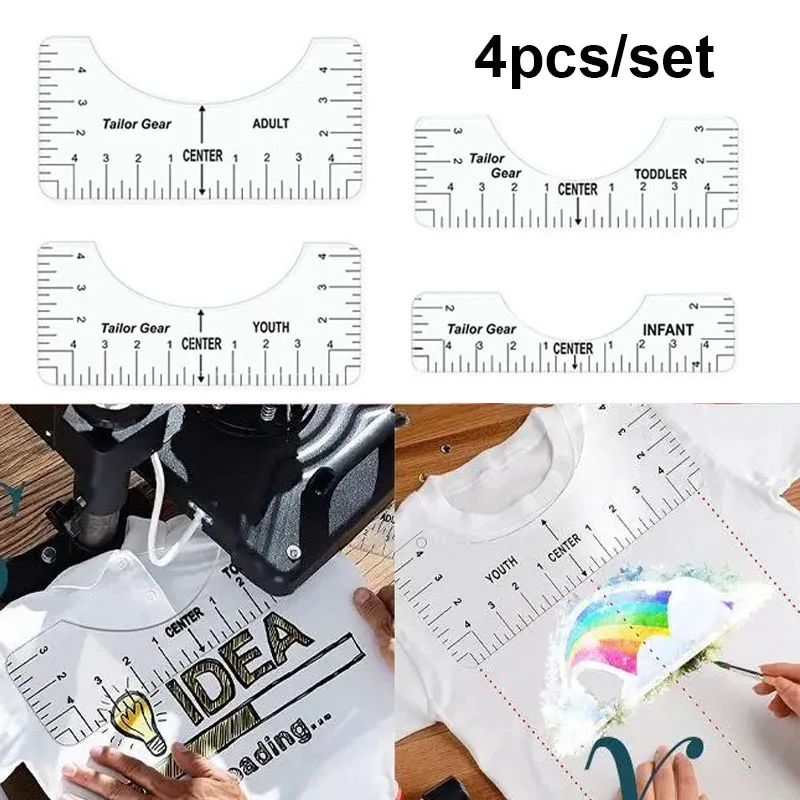 4/8Pcs/set Round T-Shirt Neck Measurement Tools PVC Alignment Rulers For Guiding Design Clothes Size Handmade Sewing Accessories
