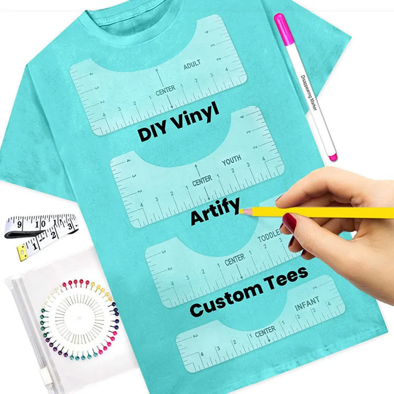 4/8Pcs/set Round T-Shirt Neck Measurement Tools PVC Alignment Rulers For Guiding Design Clothes Size Handmade Sewing Accessories