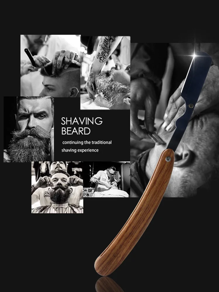 Beard Shaver Rosewood Fold Stainless Steel Beard Shaver Shave The Face Portable Folding Shaver For Men