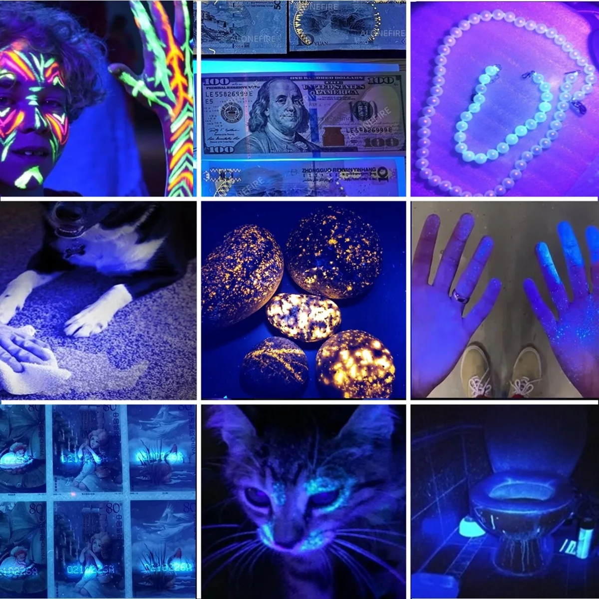 15W High Power UV 395/365nm USB Rechargeable Flashlight Cat Dog Urine Tinea Ore Money Scorpion Fluorescence Marker Purple Light