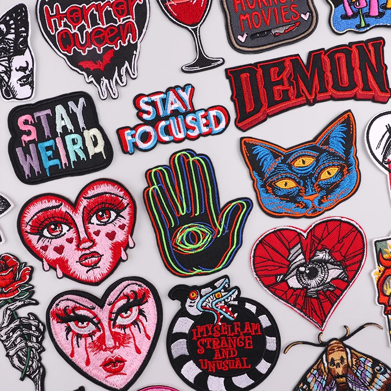 Punk Series Patch Iron On Patches For Clothing Thermoadhesive Patches On Clothes Horror Eyes Embroidery Patch DIY Sewing Patch
