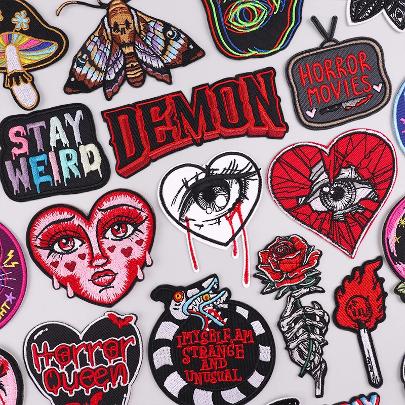 Punk Series Patch Iron On Patches For Clothing Thermoadhesive Patches On Clothes Horror Eyes Embroidery Patch DIY Sewing Patch