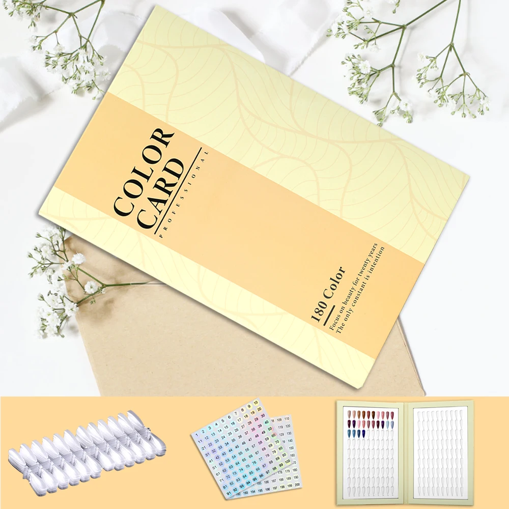 160/180/216 Colors Fake Nails Tips Display Book Nail Polish Storage Book Nail Styles Showing Book with 240PCS Fake Nails Tools