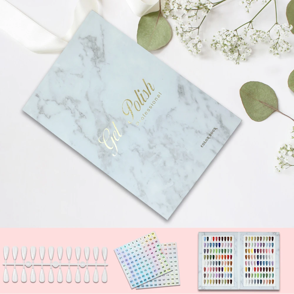 160/180/216 Colors Fake Nails Tips Display Book Nail Polish Storage Book Nail Styles Showing Book with 240PCS Fake Nails Tools