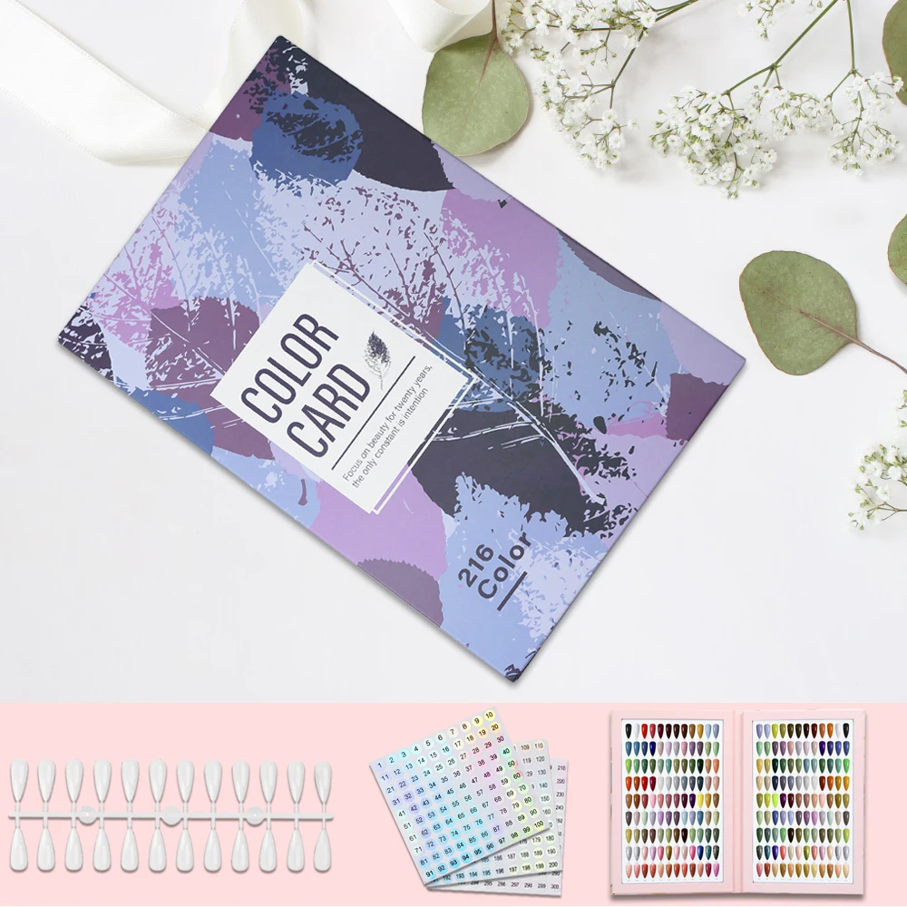 160/180/216 Colors Fake Nails Tips Display Book Nail Polish Storage Book Nail Styles Showing Book with 240PCS Fake Nails Tools