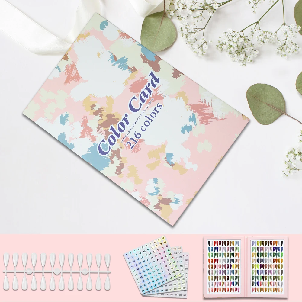 160/180/216 Colors Fake Nails Tips Display Book Nail Polish Storage Book Nail Styles Showing Book with 240PCS Fake Nails Tools