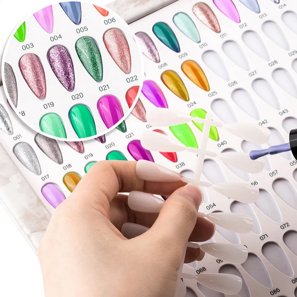 160/180/216 Colors Fake Nails Tips Display Book Nail Polish Storage Book Nail Styles Showing Book with 240PCS Fake Nails Tools
