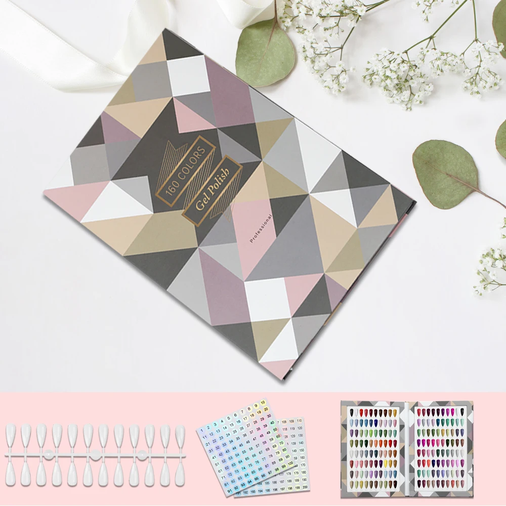 160/180/216 Colors Fake Nails Tips Display Book Nail Polish Storage Book Nail Styles Showing Book with 240PCS Fake Nails Tools
