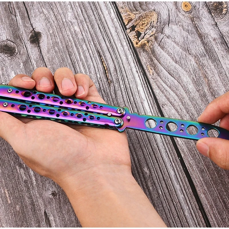 Portable Folding Butterfly Knife Trainer Stainless Steel Pocket Practice Training Tool for Outdoor Games Hand Movements No Edge