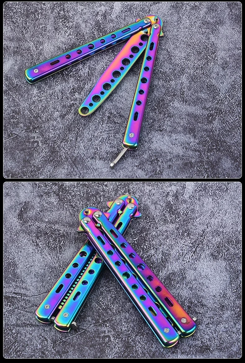 Portable Folding Butterfly Knife Trainer Stainless Steel Pocket Practice Training Tool for Outdoor Games Hand Movements No Edge