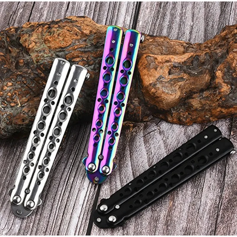 Portable Folding Butterfly Knife Trainer Stainless Steel Pocket Practice Training Tool for Outdoor Games Hand Movements No Edge