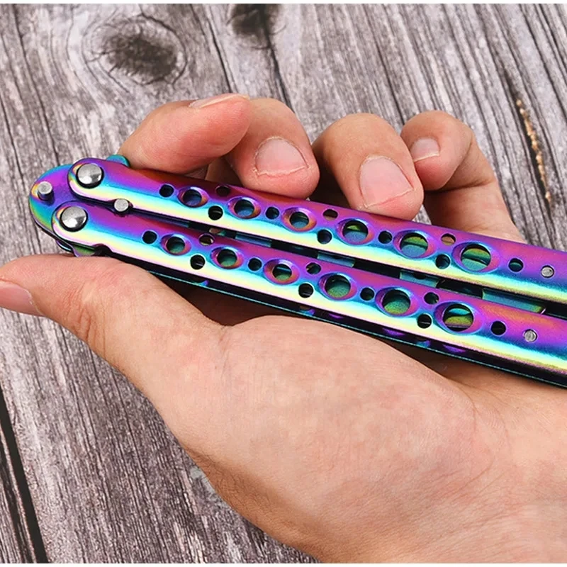 Portable Folding Butterfly Knife Trainer Stainless Steel Pocket Practice Training Tool for Outdoor Games Hand Movements No Edge