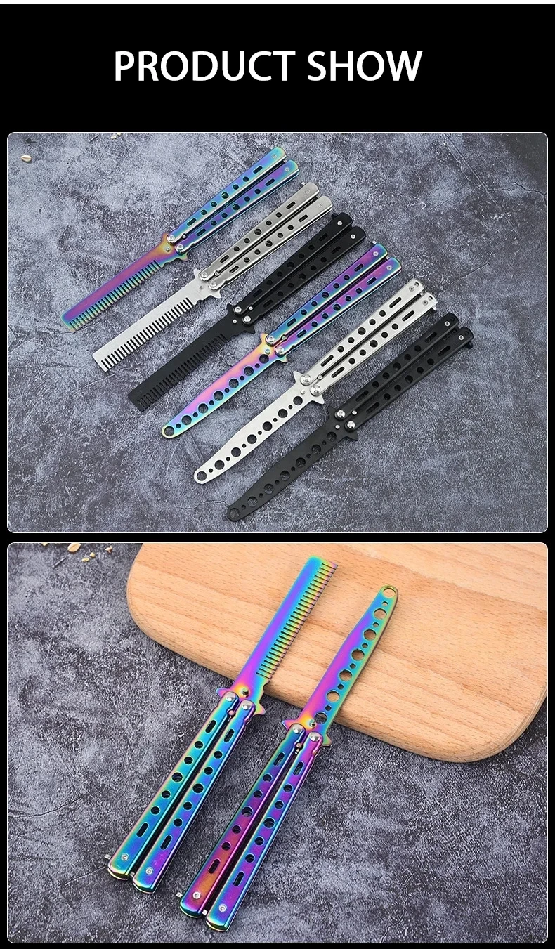 Portable Folding Butterfly Knife Trainer Stainless Steel Pocket Practice Training Tool for Outdoor Games Hand Movements No Edge