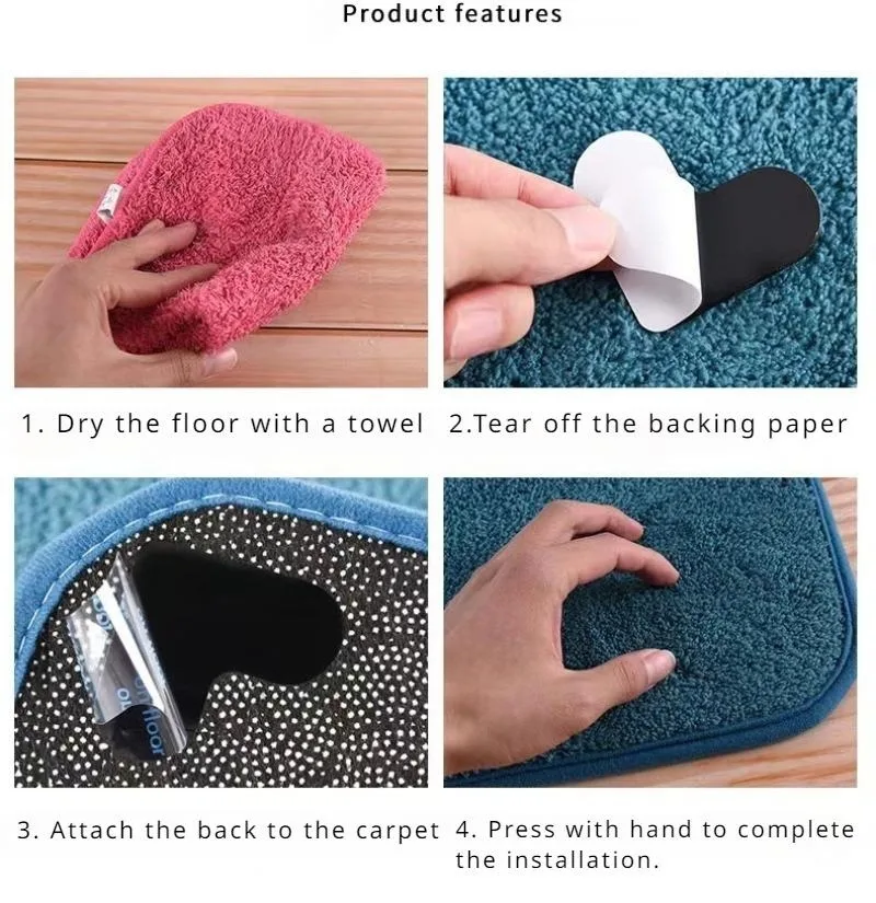 4/8/12PCS Washable Rug Gripper Reusable Rubber Mat Rug Pads Sticker Double Sided Non-Slip Patch Tape for Tile Floors Carpets