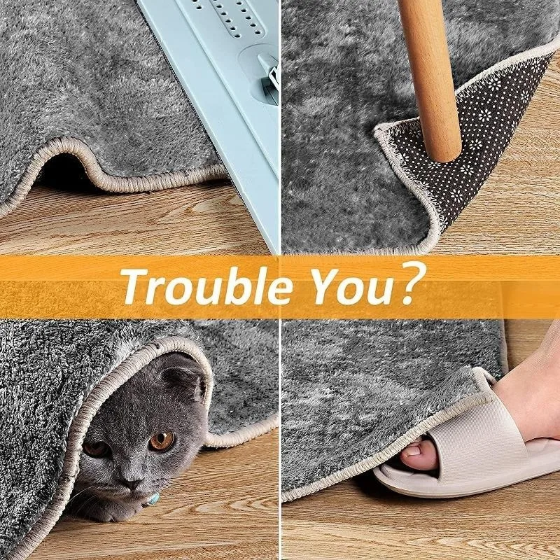 4/8/12PCS Washable Rug Gripper Reusable Rubber Mat Rug Pads Sticker Double Sided Non-Slip Patch Tape for Tile Floors Carpets