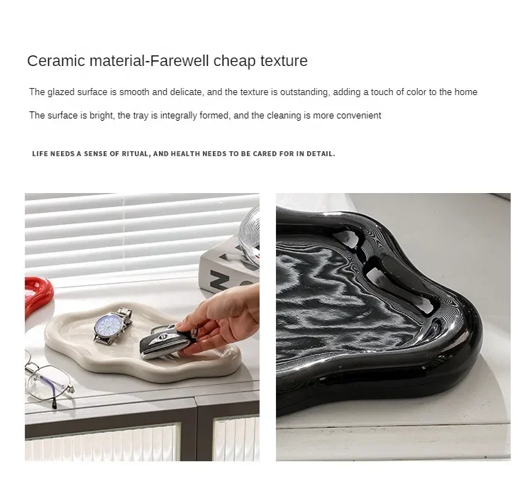 Instagram Influencer Photo Props Ceramic Jewelry Storage Tray Display Tray Storage Tray Light Luxury Ceramic Jewelry Large Size