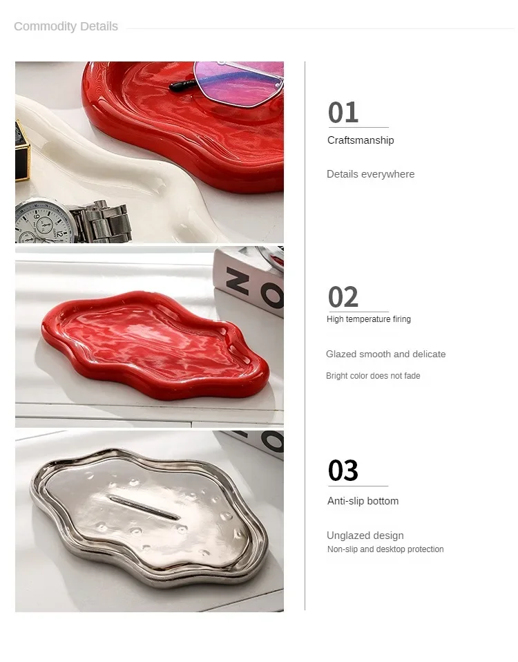 Instagram Influencer Photo Props Ceramic Jewelry Storage Tray Display Tray Storage Tray Light Luxury Ceramic Jewelry Large Size
