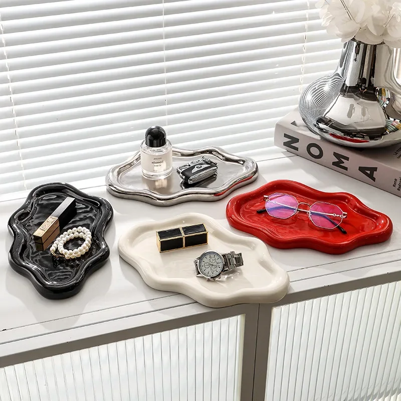Instagram Influencer Photo Props Ceramic Jewelry Storage Tray Display Tray Storage Tray Light Luxury Ceramic Jewelry Large Size
