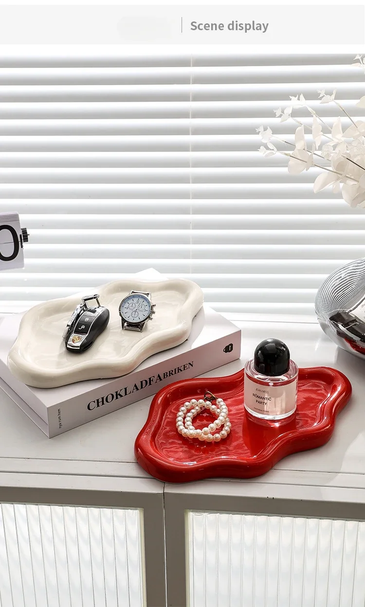 Instagram Influencer Photo Props Ceramic Jewelry Storage Tray Display Tray Storage Tray Light Luxury Ceramic Jewelry Large Size