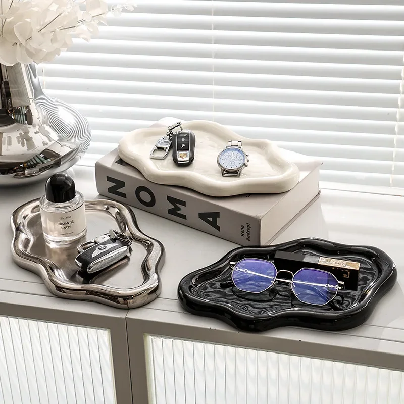 Instagram Influencer Photo Props Ceramic Jewelry Storage Tray Display Tray Storage Tray Light Luxury Ceramic Jewelry Large Size