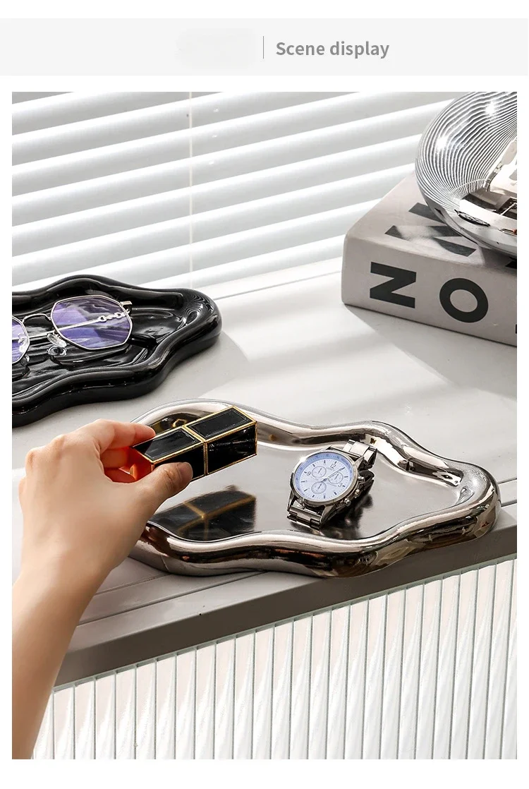 Instagram Influencer Photo Props Ceramic Jewelry Storage Tray Display Tray Storage Tray Light Luxury Ceramic Jewelry Large Size