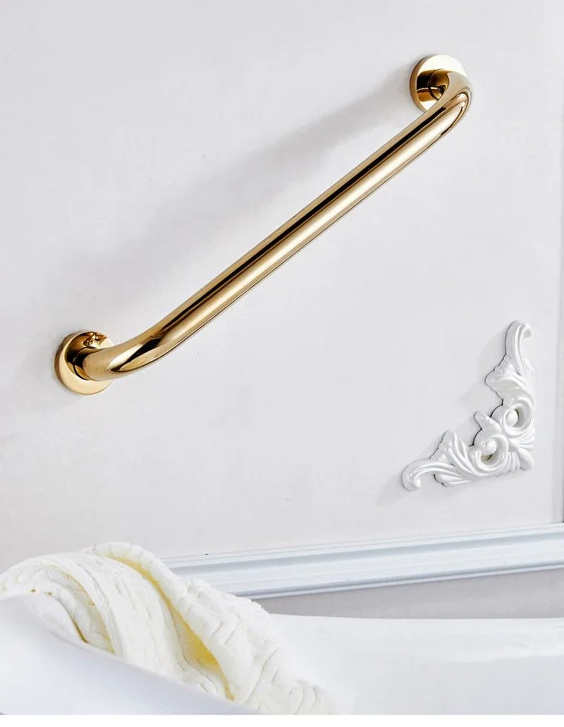30/40/50cm Bathroom Tub Toilet Handrail Brass Gold Finish Grab Bar Shower Safety Support Handle Towel Rack