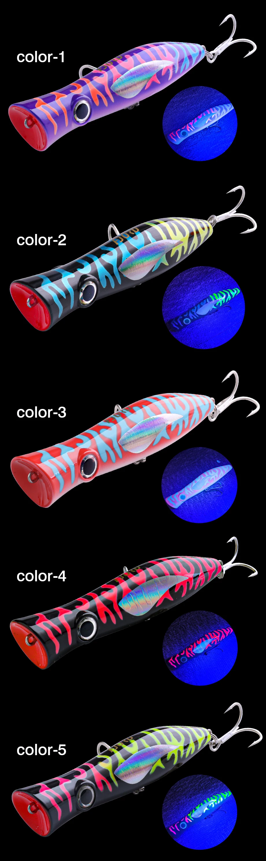 FJORD Popper Fishing Lure 49g Topwater Floating Surface Bait With Treble Hooks Big Mouth Saltwater Sea Hard Baits Fishing Goods