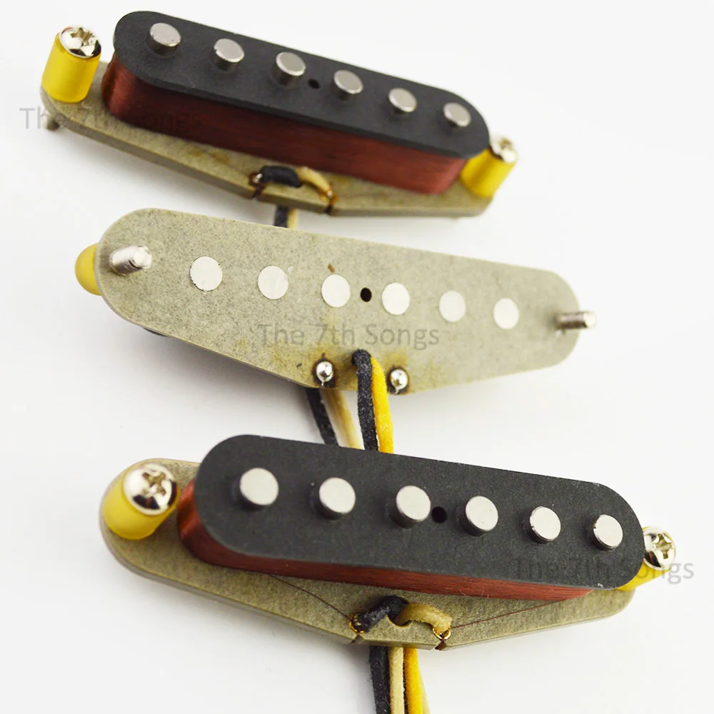 Vintage 1969 Set Alnico 5 Electric Guitar ST Single Coil Plain Enamel Wire 69 Pickup Heavy Build Coil Hendrix Style