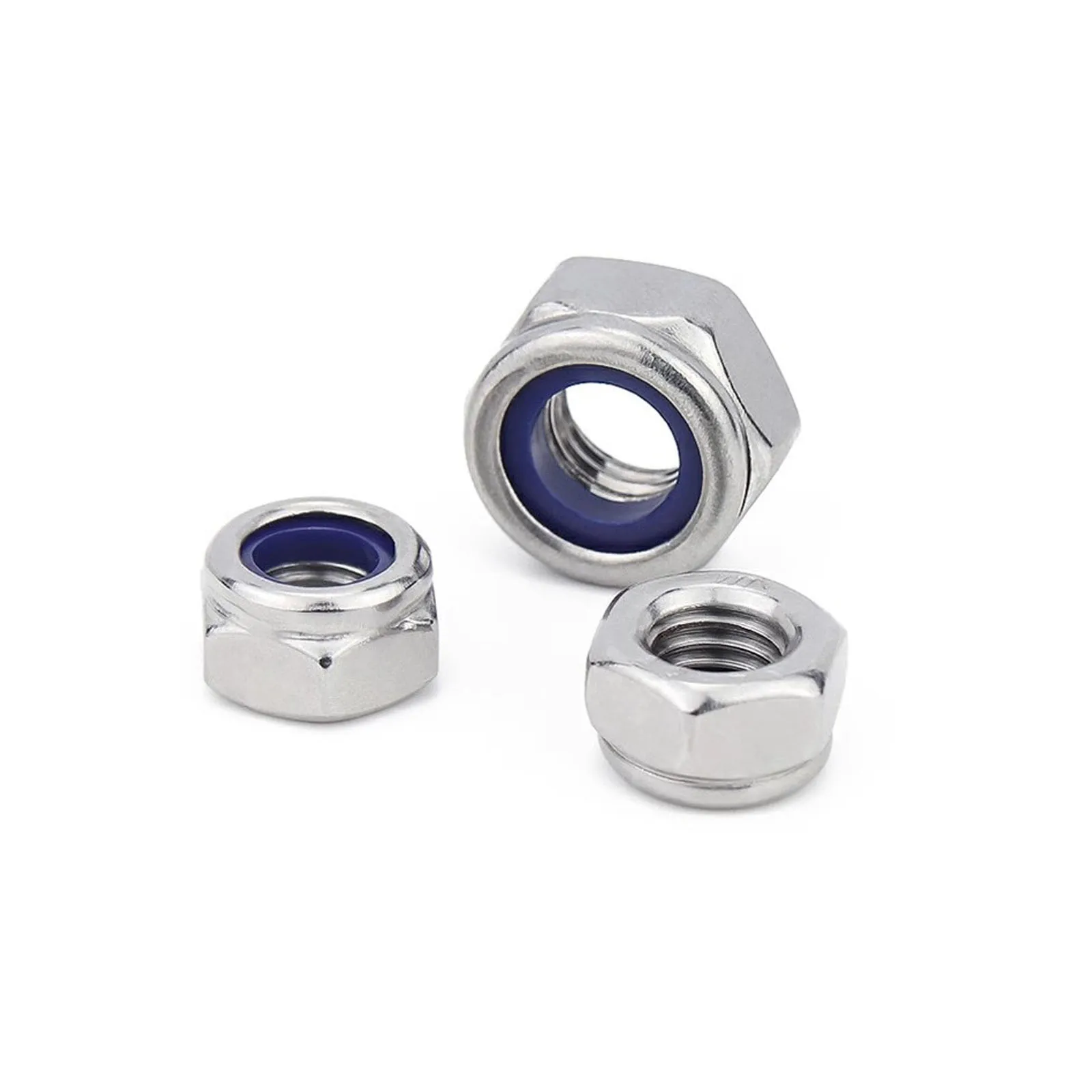 Fine Thread M5 M6 M7 M8 M10 M12 M14 M16 Pitch 0.5~1.5mm 304 Stainless Steel Nylon Insert Lock Nut Hexagon Self-locking Locknut