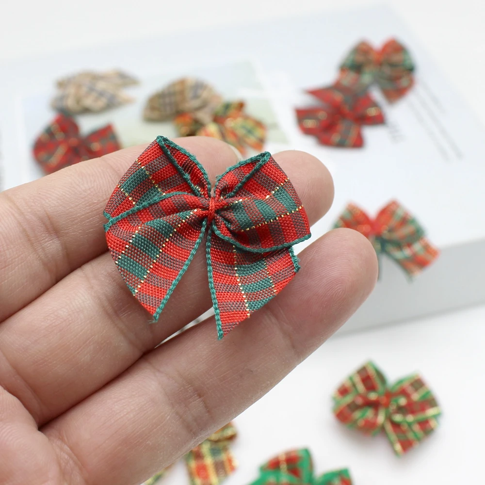 30Pcs/Lot 3.5x3.5cm Polyester Ribbon Bows Mini Satin Bows For Crafts Sewing Ornaments Party Home Christmas Decorations