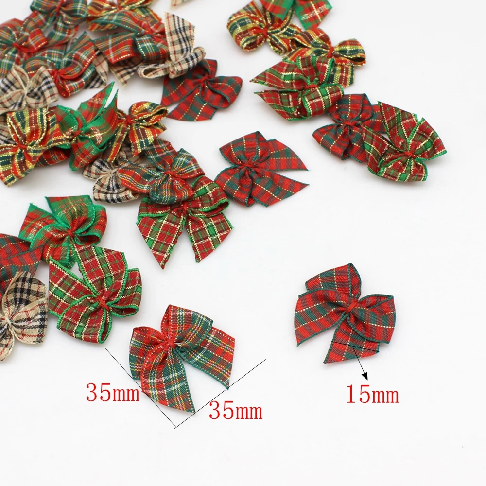 30Pcs/Lot 3.5x3.5cm Polyester Ribbon Bows Mini Satin Bows For Crafts Sewing Ornaments Party Home Christmas Decorations