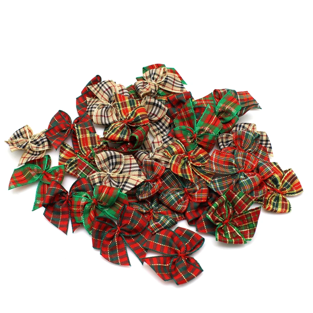 30Pcs/Lot 3.5x3.5cm Polyester Ribbon Bows Mini Satin Bows For Crafts Sewing Ornaments Party Home Christmas Decorations