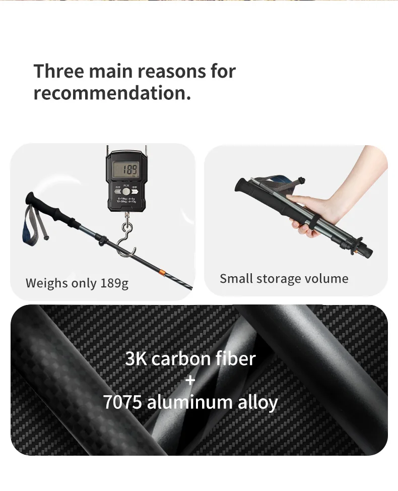 Naturehike Carbon Fiber Trekking Poles 5 Sections Portable Folding Climbing Sticks Outdoor Hiking Collapsible Walking Sticks