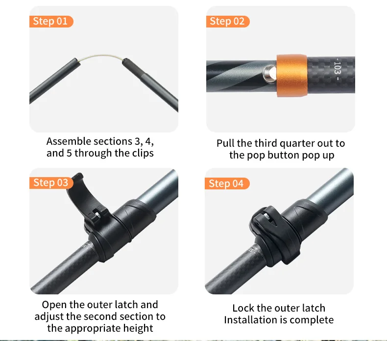 Naturehike Carbon Fiber Trekking Poles 5 Sections Portable Folding Climbing Sticks Outdoor Hiking Collapsible Walking Sticks