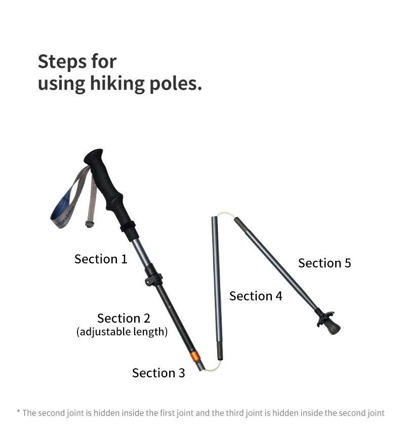 Naturehike Carbon Fiber Trekking Poles 5 Sections Portable Folding Climbing Sticks Outdoor Hiking Collapsible Walking Sticks