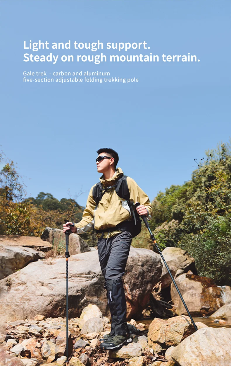 Naturehike Carbon Fiber Trekking Poles 5 Sections Portable Folding Climbing Sticks Outdoor Hiking Collapsible Walking Sticks