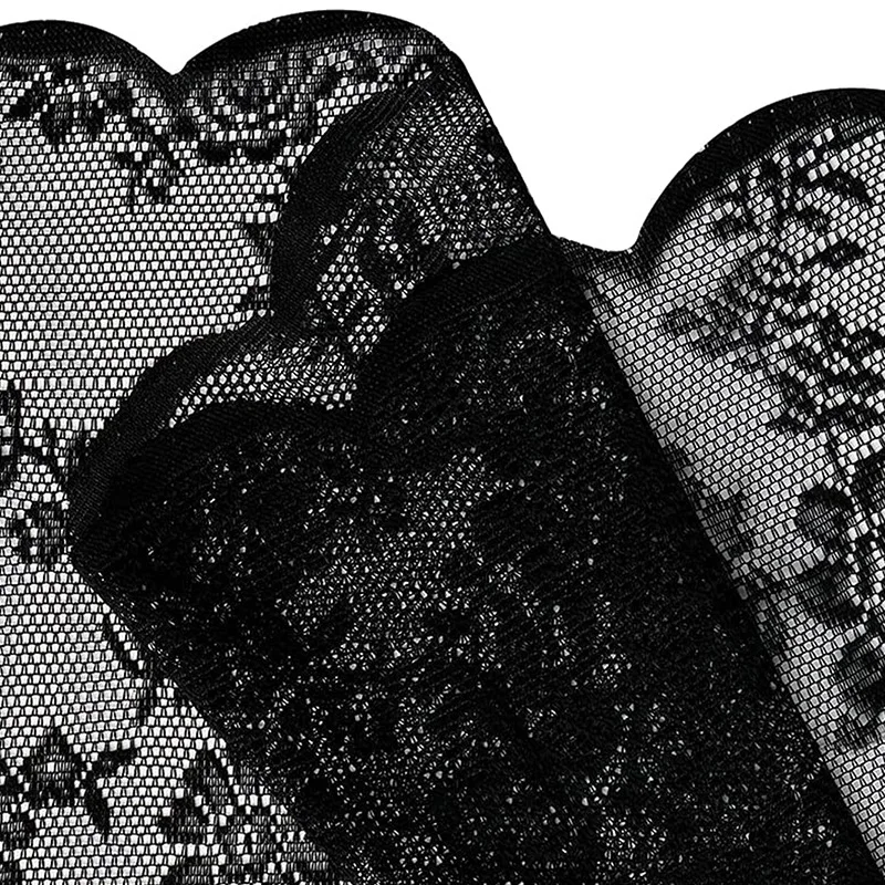 Black Floral Lace Curtains with Retro Style for Living Rooms, Bedrooms, and Party Decorations