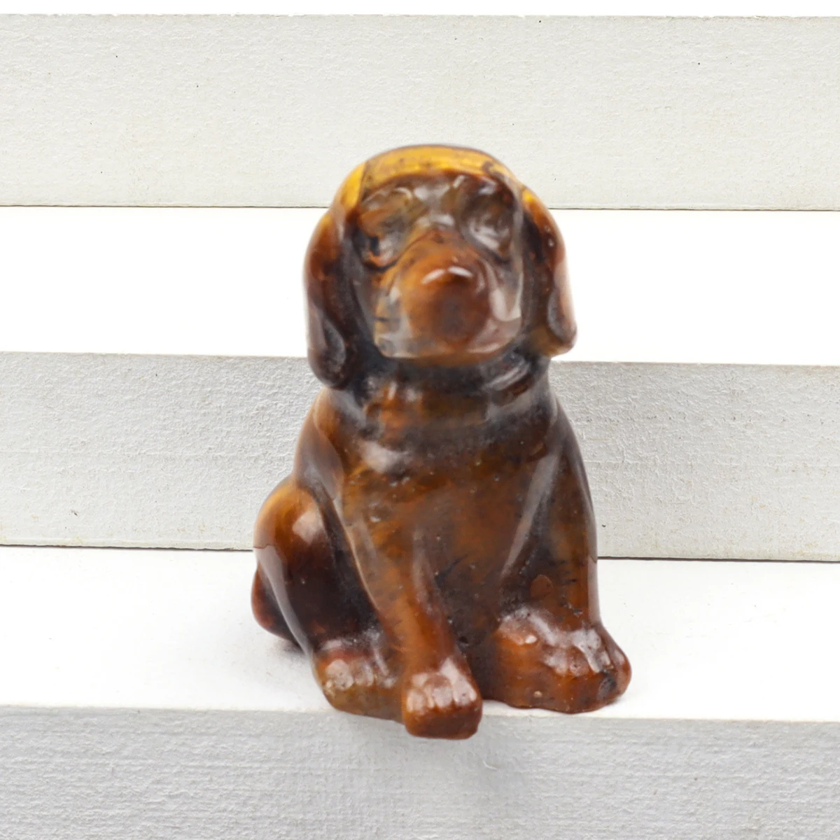 Black Obsidian Dog Figurine, Natural Stone, Hand Carved Jade Mini Puppy, Crystal Craft, Chakra, Home Decor, 1.5"